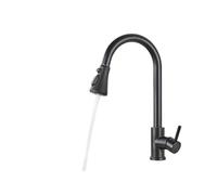 OBASDFD Rubinetto da Cucina in Nichel Spazzolato con Ugello Flessibile Estraibile, Miscelatore for Acqua Calda E Fredda, Nero Opaco, Doccetta A Getto(Black C)