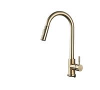 OBASDFD Rubinetto da Cucina in Nichel Spazzolato con Ugello Flessibile Estraibile, Miscelatore for Acqua Calda E Fredda, Nero Opaco, Doccetta A Getto(Brushed Gold D)