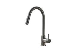 OBASDFD Rubinetto da Cucina in Nichel Spazzolato con Ugello Flessibile Estraibile, Miscelatore for Acqua Calda E Fredda, Nero Opaco, Doccetta A Getto(Gun Grey)