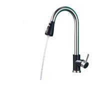 OBASDFD Rubinetto da Cucina in Nichel Spazzolato con Ugello Flessibile Estraibile, Miscelatore for Acqua Calda E Fredda, Nero Opaco, Doccetta A Getto(Black Nickel A)