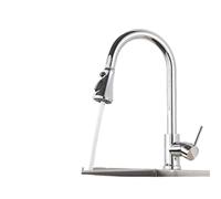 OBASDFD Rubinetto da Cucina in Nichel Spazzolato con Ugello Flessibile Estraibile, Miscelatore for Acqua Calda E Fredda, Nero Opaco, Doccetta A Getto(Chrome C)