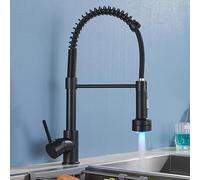 OBASDFD Rubinetto da Cucina Incasso Nero Opaco con Doccetta Estraibile, Rotazione A 360° E Doppio Controllo della Temperatura(Matte Black)