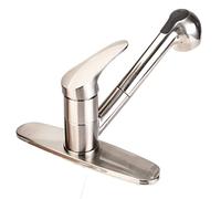 OBASDFD Rubinetto da Cucina Monoforo con Maniglia Singola in Acciaio Inossidabile E Nichel Spazzolato, Doccetta Estraibile, Compatibile Camper