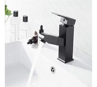 OBASDFD Rubinetto Estraibile in Ottone con Maniglia A Leva Singola, Miscelatore for Lavabo da Bagno in Rame Nero, Nucleo Valvola in Ceramica Resistente for Acqua Calda/Fredda