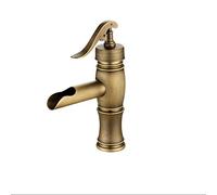 OBASDFD Rubinetto for Bagno A Cascata in Ottone Anticato, Miscelatore Monocomando for Lavabo con Cartuccia in Ceramica, Bocca Ad Arco Alto