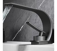OBASDFD Rubinetto for Bagno a Cascata monoforo con Cartuccia in Ceramica - Miscelatore in Ottone Dorato/Cromo for lavabo, Controllo Acqua Calda e Fredda(Nero)
