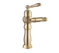 OBASDFD Rubinetto for Bagno A Leva Singola Estraibile - Miscelatore Rotante in Ottone Massiccio Cromato con Soffione A Scomparsa