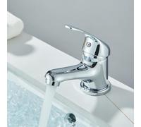 OBASDFD Rubinetto for Bagno con Foro Singolo Nero, Miscelatore for lavabo in Acciaio Inossidabile valvola in Ceramica for lavello(Chrome)