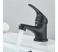 OBASDFD Rubinetto for Bagno con Foro Singolo Nero, Miscelatore for lavabo in Acciaio Inossidabile valvola in Ceramica for lavello(Matte Black)