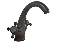OBASDFD Rubinetto for Bagno Interamente in Rame, Doppia Maniglia, Miscelatore Caldo/Freddo A Spirale con Beccuccio Anti-Schizzi