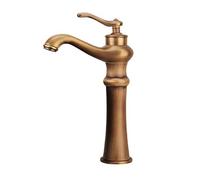 OBASDFD Rubinetto for Bagno retrò in Rame, Miscelatore Monocomando Antico Spazzolato con Controllo Acqua Calda/Fredda, Installazione sopra Il Piano di Lavoro