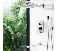 OBASDFD Rubinetto for Bagno SdneNest, Soffione Doccia Cromato, for A Parete, Miscelatore for Vasca da, Set di Bellezza, Sistema 12 Pollici A 3 Vie B, 16 A, 10 A A