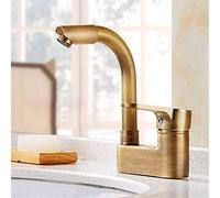 OBASDFD Rubinetto for Doppio Lavabo in Ottone Anticato, Miscelatore for da Bagno con Maniglia Singola E Cartuccia in Ceramica (Altezza 8,3")