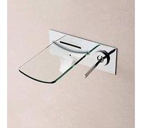 OBASDFD Rubinetto for Lavabo A Cascata A LED in Ottone A Parete con Cambio Colore, Doppio Foro, Finitura Cromata