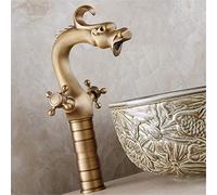OBASDFD Rubinetto for Lavabo A Doppia Maniglia in Ottone Anticato, Miscelatore Monoforo for Acqua Calda E Fredda for Bagno Lavello da Cucina, Struttura in Rame Resistente