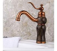 OBASDFD Rubinetto for Lavabo da Bagno in Oro Rosa, Monocomando in Rame Massiccio, Design Moderno Sottopiano con Valvola in Ceramica for La Casa