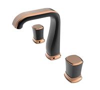 OBASDFD Rubinetto for lavabo da Bagno in Ottone a 3 Fori con Doppia Maniglia, Miscelatore for Acqua Calda e Fredda for, Struttura in Metallo Resistente aeratore Anti-Schizzi