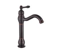OBASDFD Rubinetto for Lavabo Interamente in Rame Nero, Miscelatore for da Bagno sopra Il Piano in Ottone Anticato con Doppia Maniglia for Acqua Calda E Fredda, Facile Installazione