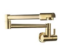 OBASDFD Rubinetto for Lavello da Cucina in Ottone, Girevole A 360°, con Braccio A Doppio Snodo, Nero(Brushed Gold)