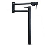 OBASDFD Rubinetto for Lavello da Cucina Pieghevole, Singolo, in Ottone, con Attacco for Telescopico, Doppio Snodo, Cromato(Black)