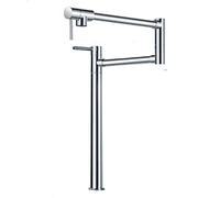 OBASDFD Rubinetto for Lavello da Cucina Pieghevole, Singolo, in Ottone, con Attacco for Telescopico, Doppio Snodo, Cromato(Chrome)