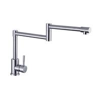 OBASDFD Rubinetto for Lavello da Cucina Pieghevole Telescopico Montare sul Ponte, Miscelatore in Acciaio Inossidabile con Doppi Giunti, Maniglia Singola, Un Foro, Spazzolato