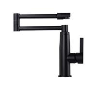 OBASDFD Rubinetto for Pentole Nero, da Cucina Girevole Pieghevole in Ottone, Miscelatore Monocomando for Acqua Calda E Fredda con Un Foro Montaggio sul Ponte