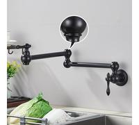 OBASDFD Rubinetto for Riempire Pentole Pieghevole in Oro Spazzolato, da Cucina A Parete, Acqua Fredda Singola, Beccuccio Girevole(Matte Black)