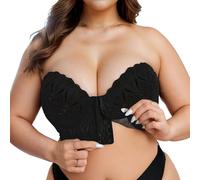 OBASDFD Seamless Bra Women's Comfortable with Lace Closure Front And Removable Straps for Home And Leisure Use, Ideal for all Seasons, Black, 48E(Black,48DD)