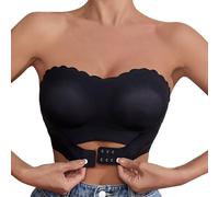 OBASDFD Seamless Breathable Invisible Bra with Front Closure, Removable Pads And Panty Strips for Everyday Comfort, Black, M(Black,L)