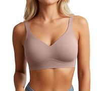 OBASDFD Seamless Push Up Bra with Full Bust for Everyone - Wireless Shaping Underwear with Deep V-Neck for Optimal Support Comfortable, Blue, 3XL(Light Purple,XXL)