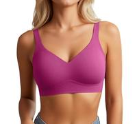 OBASDFD Seamless Push Up Bra with Full Bust for Everyone - Wireless Shaping Underwear with Deep V-Neck for Optimal Support Comfortable, Beige, M(Hot Pink,XXL)