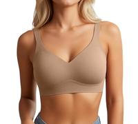 OBASDFD Seamless Push Up Bra with Full Bust for Everyone - Wireless Shaping Underwear with Deep V-Neck for Optimal Support Comfortable, Blue, 3XL(Khaki,M)