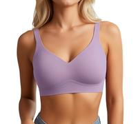 OBASDFD Seamless Push Up Bra with Full Bust for Everyone - Wireless Shaping Underwear with Deep V-Neck for Optimal Support Comfortable, Khaki, XXL(Purple,XXL)