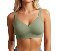 OBASDFD Seamless Push Up Bra with Full Bust for Everyone - Wireless Shaping Underwear with Deep V-Neck for Optimal Support Comfortable, Beige, M(Green,XXL)