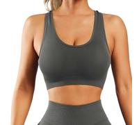 OBASDFD Seamless Sports Bra for Women High Workout Yoga Top Non Padded Underwire Bralette Comfortable Supportive Fitness Activewear, Gray, M(Gray,M)