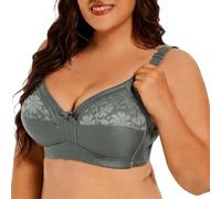 OBASDFD Seamless Underwired Lace Bra for Comfortable Support Ideal for Everyday Wear with Side Coverage, Brown, 12(Dark Green,10)