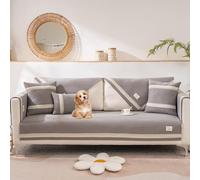 OBASDFD Set Copridivano In Cotone - Antiscivolo Tinta Unita For Divani Componibili, Protezione Lavabile(Lgray,Pillowcase11.8 * 19.7in)