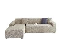 OBASDFD Set Di 2 Copridivani A Forma L, Protezione Elastica Antiscivolo For Divani Componibili(Beige,3 Seater+3 Seater)