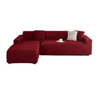 OBASDFD Set Di 2 Copridivani A Forma L, Protezione Elastica Antiscivolo For Divani Componibili(Red,3 Seater+3 Seater)