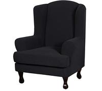 OBASDFD Set Di Fodere For Poltrona Ad Ali Elasticizzate E Antiscivolo, 2 Pezzi In Tessuto Jacquard(Black)