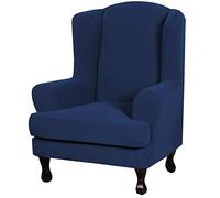 OBASDFD Set Di Fodere For Poltrona Ad Ali Elasticizzate E Antiscivolo, 2 Pezzi In Tessuto Jacquard(Dark Blue)