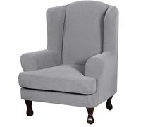 OBASDFD Set Di Fodere For Poltrona Ad Ali Elasticizzate E Antiscivolo, 2 Pezzi In Tessuto Jacquard(Light Grey)