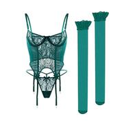 OBASDFD Sexy Lingerie Set Lace Underwear Push Up Bra Underwire Comfortable Bralette Panties for Women Sleepwear Homewear Holiday Outfit, Red, XL(Green,XL)