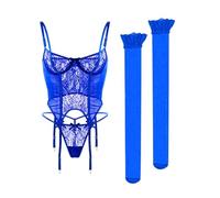 OBASDFD Sexy Lingerie Set Lace Underwear Push Up Bra Underwire Comfortable Bralette Panties for Women Sleepwear Homewear Holiday Outfit, Purple, S(Blue,M)