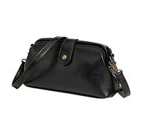 OBASDFD Shoulder Bags for Women Fashionable Soft Leather Retro One Messenger Bag(Black)