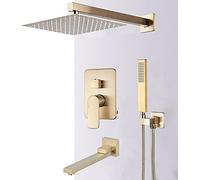 OBASDFD Sistema Doccia A Parete con Soffione A Pioggia, Deviatore A 3 Vie, Valvola in Ceramica E Display della Temperatura Regolabile for Bagni Moderni