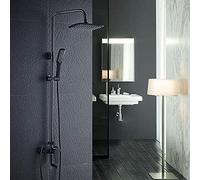 OBASDFD Sistema Doccia in Ottone Lucidato A Olio, Set Rubinetto da Bagno A Parete con Cartuccia in Ceramica, Miscelatore A 3 Vie E Soffione Regolabile