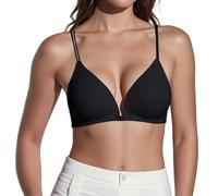 OBASDFD Slim Shoulder Straps, Beautiful Back, Front Buttoned Underwear, Thin Summer Bra for Small Bust, Tight Fit, No Steel Rings, French Triangle Cup, Seamless, Beige, XL(Black,M)