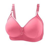 OBASDFD Smooth, Gathered Bra Without or with Steel Ring, Three Side Buckles And Additional Breast Underwear, Pink, 10(Hot Pink,10)